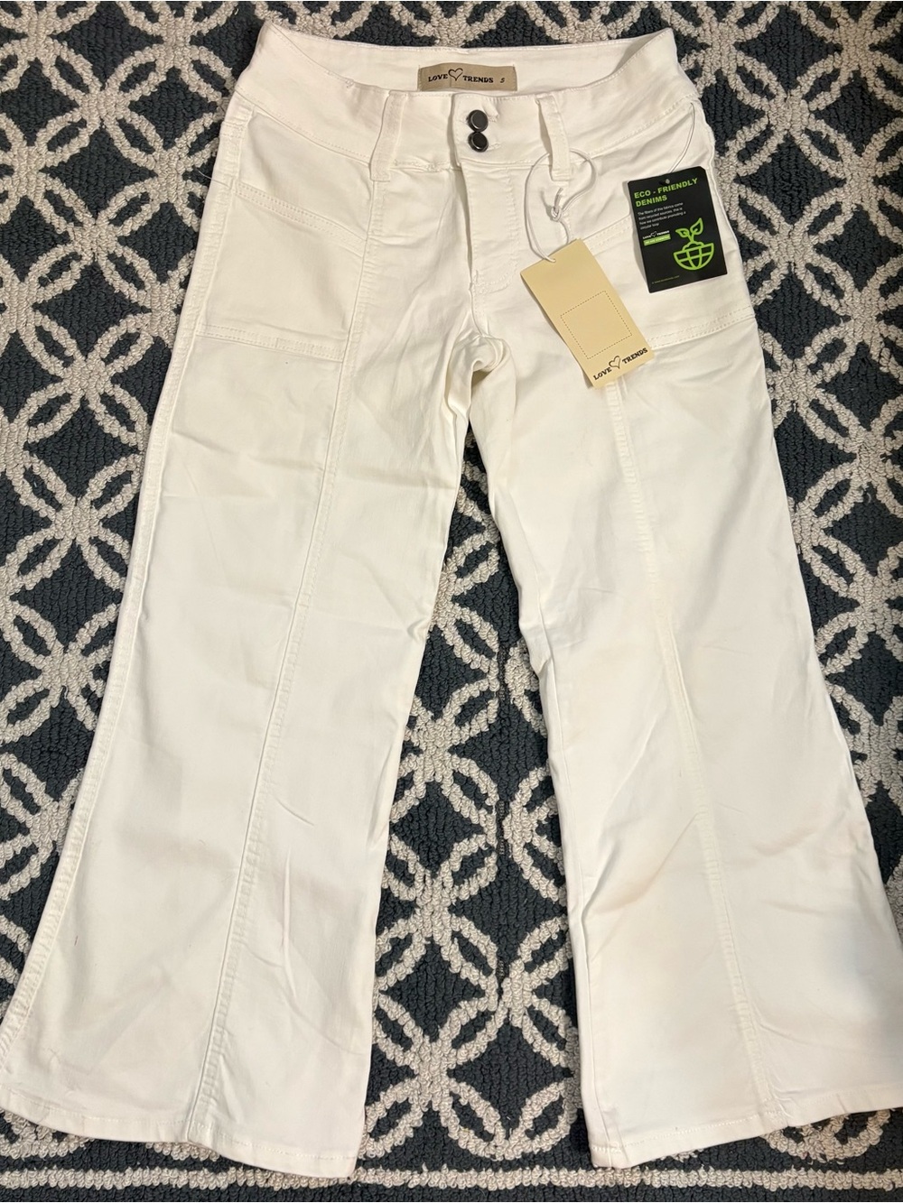 Love & Legend White Wide-Leg Utility Jeans